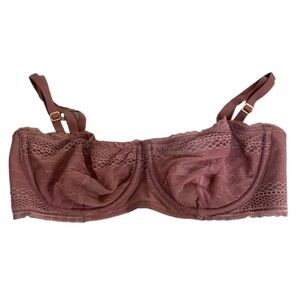 Victorias Secret lace mesh bra 32D mauve pink coquette girl